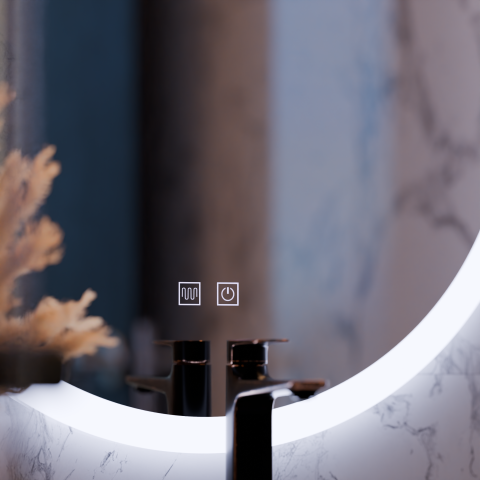 Oglinda LED rotunda 60cm cu touch, dezaburire si lumina dimabila, moderna [1]