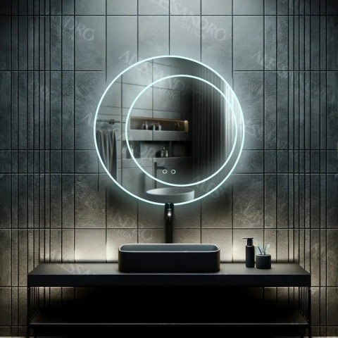 Oglinzi LED - Oglinda LED Rotunda, 60cm, Feronia Touch, Sistem Dezaburire, Dimabila