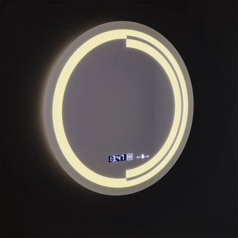Oglinda LED Rotunda, 60cm, Senzor MotionGlow Consuel Marcello, Sistem Dezaburire, Ceas & Termometru, Dimabila [3]
