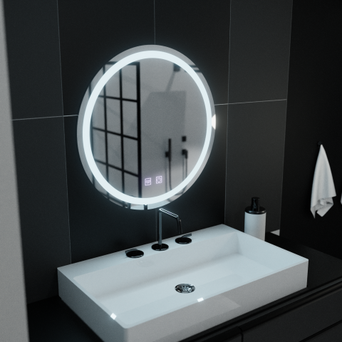 Oglinda LED Rotunda 60 cm, Touch, Dimabila, Sistem Dezaburire, Lumina Rece, Design Modern [2]