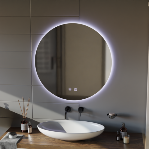 Oglinda LED rotunda 70 cm cu touch, lumina rece 6000K, design modern [4]