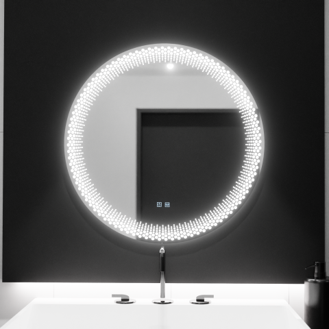 Oglinda LED rotunda 70cm pentru baie, design modern fara rama, sistem dezaburire si iluminare dimabila cu control tactil [2]