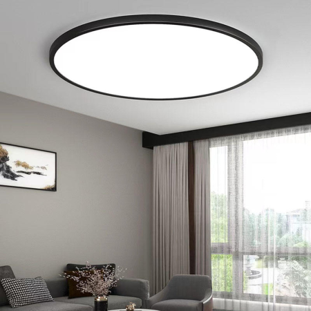 Lustre LED Aplicate - Plafoniera LED 48W lumina rece, design modern, finisaj negru, interior
