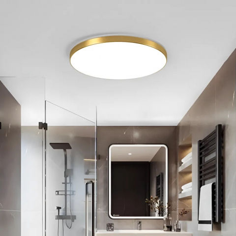 Plafoniere LED - Plafoniera LED SOLIS 37cm 33W Lumina Neutra Auriu