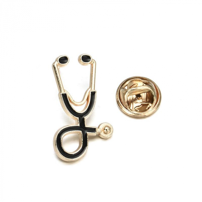 Brosa stetoscop - auriu cu negru [1]