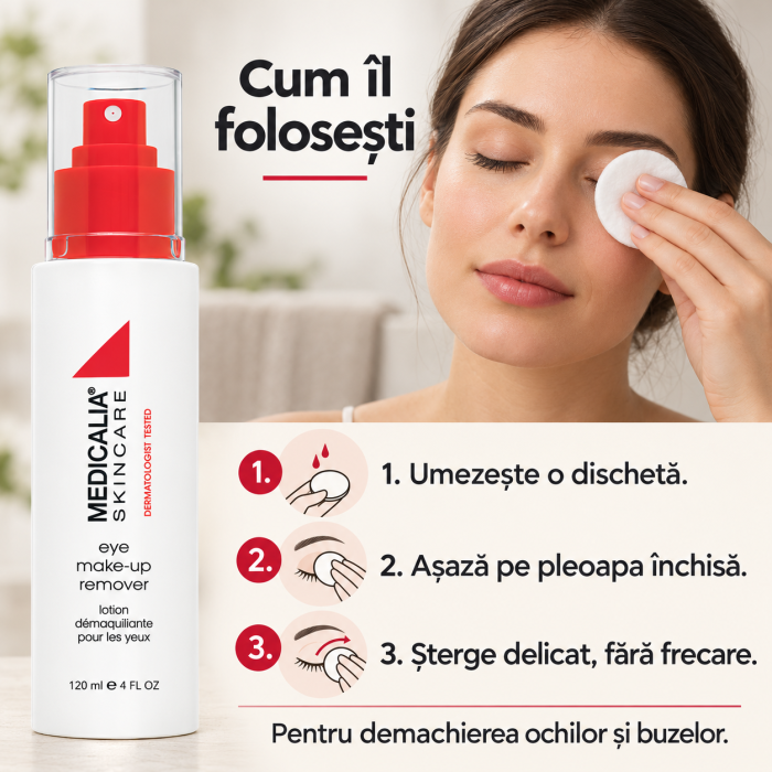 Demachiant pentru ochi și buze Medicalia Eye Make-up Remover, 120 ml [5]