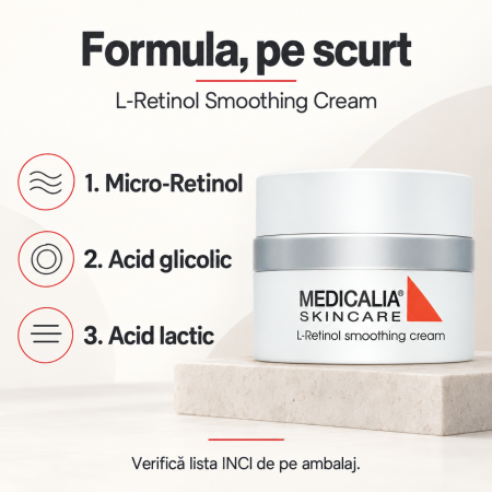 Cremă facială de noapte cu retinol Medicalia L-Retinol Smoothing Cream, 50 ml [3]