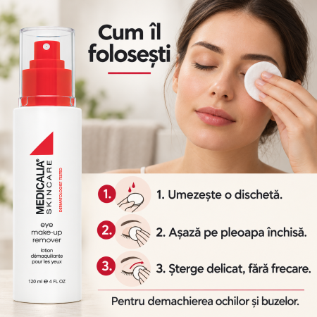 Demachiant pentru ochi și buze Medicalia Eye Make-up Remover, 120 ml [4]