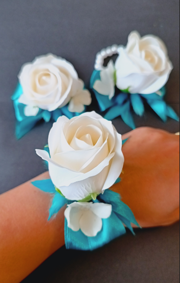 Bratara din perle Rose White & Turquoise [2]