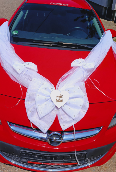 Decor masina Big White Bow personalizat [4]