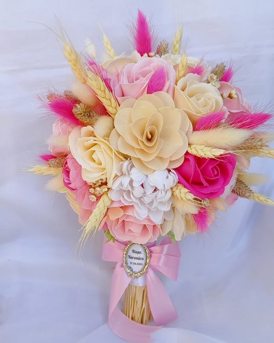 Buchet de mireasa Pink pufos [2]