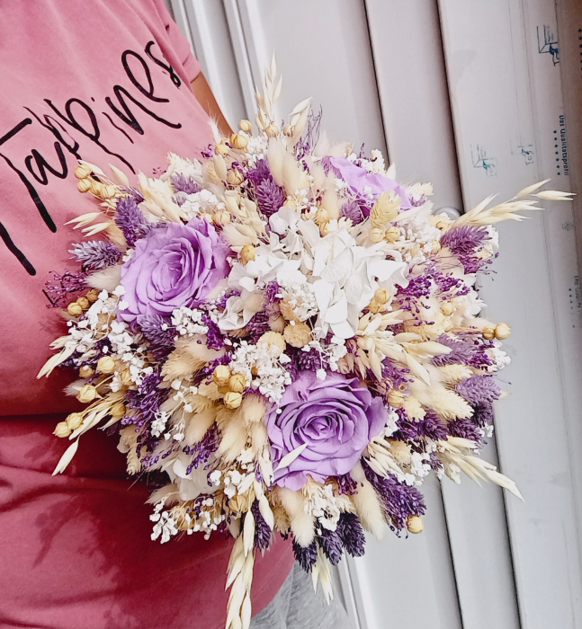 Buchet de mireasa Crio White and Purple [2]