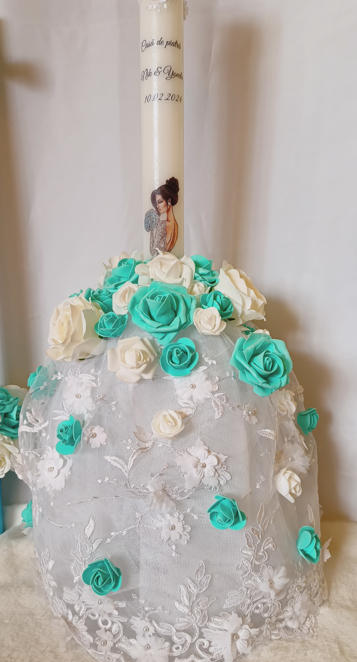 Lumanari cununie Bride&Groom Turquoise [2]