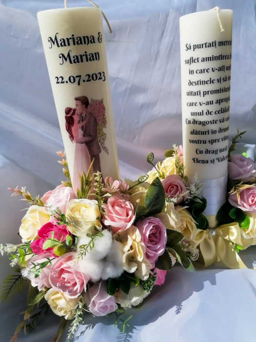 Lumanari cununie cu miri Pink & Ivory dream [2]