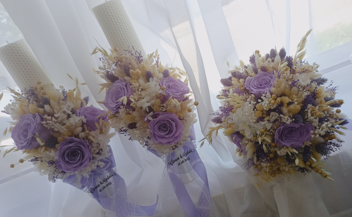 Buchet de mireasa Crio White and Purple [3]