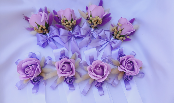 Set Floare de pus in piept si bratara cu flori uscate [5]