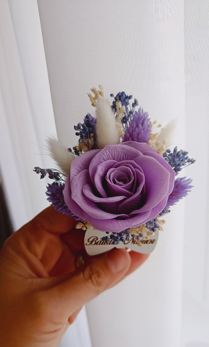 Floare de pus in piept Purple Lavander Personalizata [2]