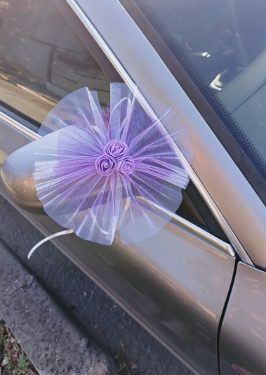 Decor masina nunta Front Purple flowers [2]
