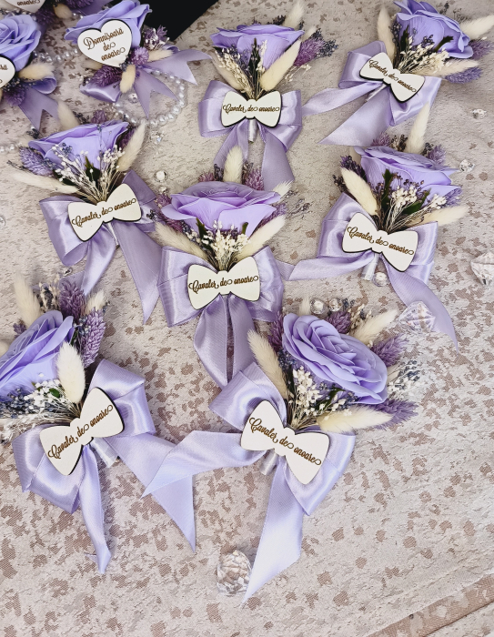 Floare de pus in piept Purple Lavander Personalizata [2]