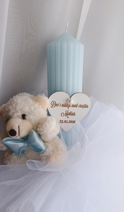 Lumânare botez cu Tull personalizată [2]