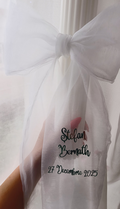 Lumânare canelata botez cu funda din Organza [3]