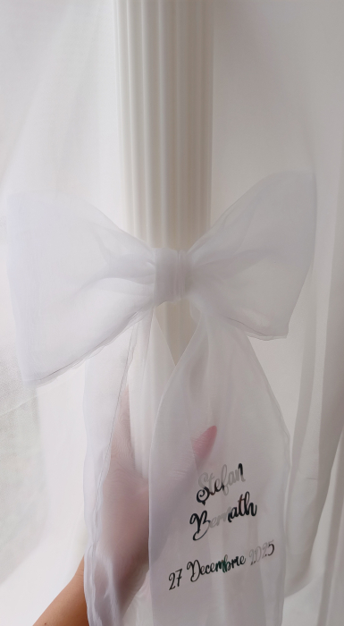 Lumânare canelata botez cu funda din Organza [2]