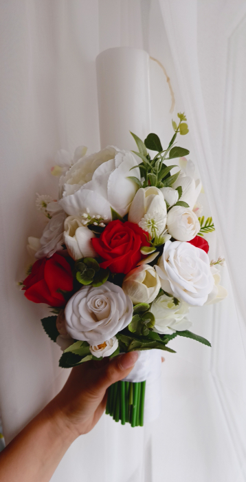 Lumânări cununie Red Roses and White Tullips [6]