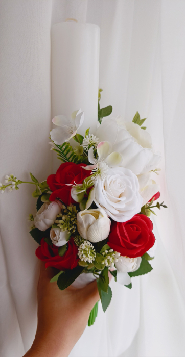 Lumânări cununie Red Roses and White Tullips [5]