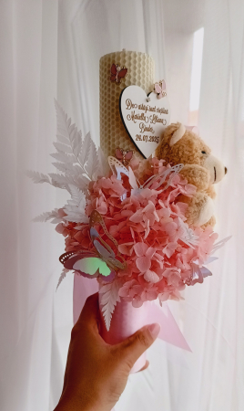 Lumânare botez fagure Sweet Pink personalizata [1]