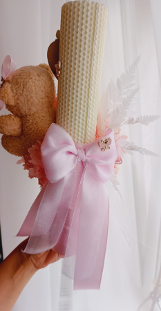 Lumânare botez fagure Sweet Pink personalizata [2]