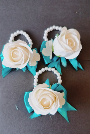 Evenimente - Bratara din perle Rose White & Turquoise