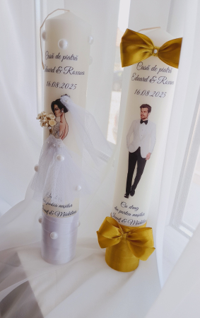 Lumanari cununie - Lumânări cununie Mire și Mireasă Golden