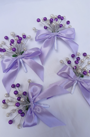 Produse - Flori de pus in piept Whiite & Purple pearls