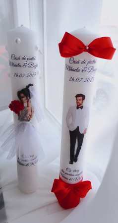 Lumanari cununie - Lumânări cununie Mire și Mireasă Red