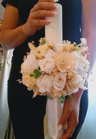 Set nunta lumânări și buchet mireasa White and Cream [5]