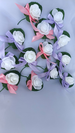 Flori de pus in piept - Flori de pus in piept pentru invitati White & Pink/Purple