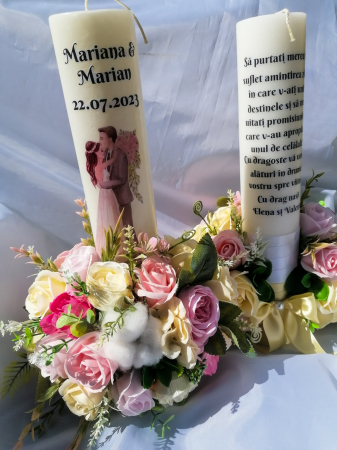 Lumanari cununie cu miri Pink & Ivory dream [1]