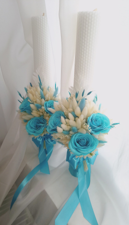 Lumânări fagure și buchet mireasă Ocean Blue [5]
