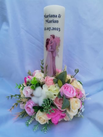 Lumanari cununie - Lumanari cununie cu miri Pink & Ivory dream