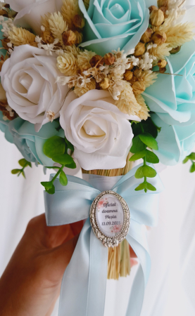 Buchet de mireasă Light Turquoise and White [3]