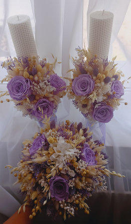 Lumânări fagure cununie Crio Purple personalizate [4]