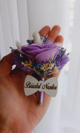 Evenimente - Floare de pus in piept Purple Lavander Personalizata