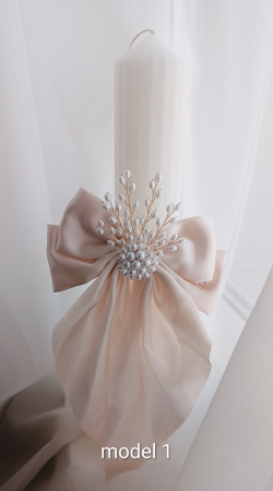 Lumanari cununie - Lumânări canelate Big Bow and Pearls