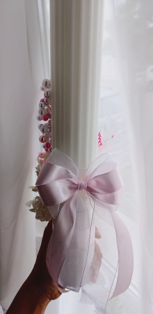Lumanare canelata botez/cununie Pink and White Pearls [3]