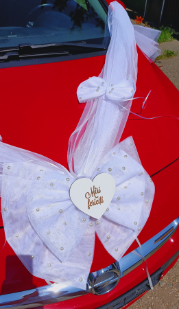 Decor masina Big White Bow personalizat [1]