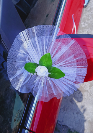 Aranjamente masina nunta - Fundite oglinzi White elegant