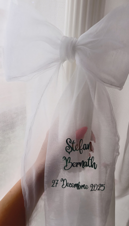 Lumânare canelata botez cu funda din Organza [2]