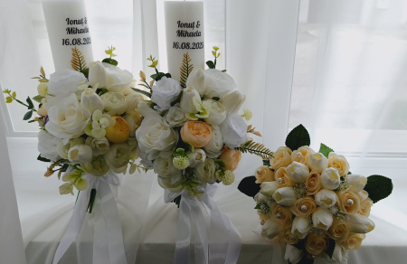 Lumanari cununie White Flowers & tullips [3]