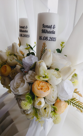 Lumanari cununie - Lumanari cununie White Flowers & tullips