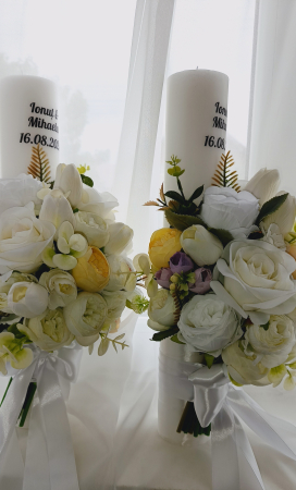 Lumanari cununie White Flowers & tullips [1]